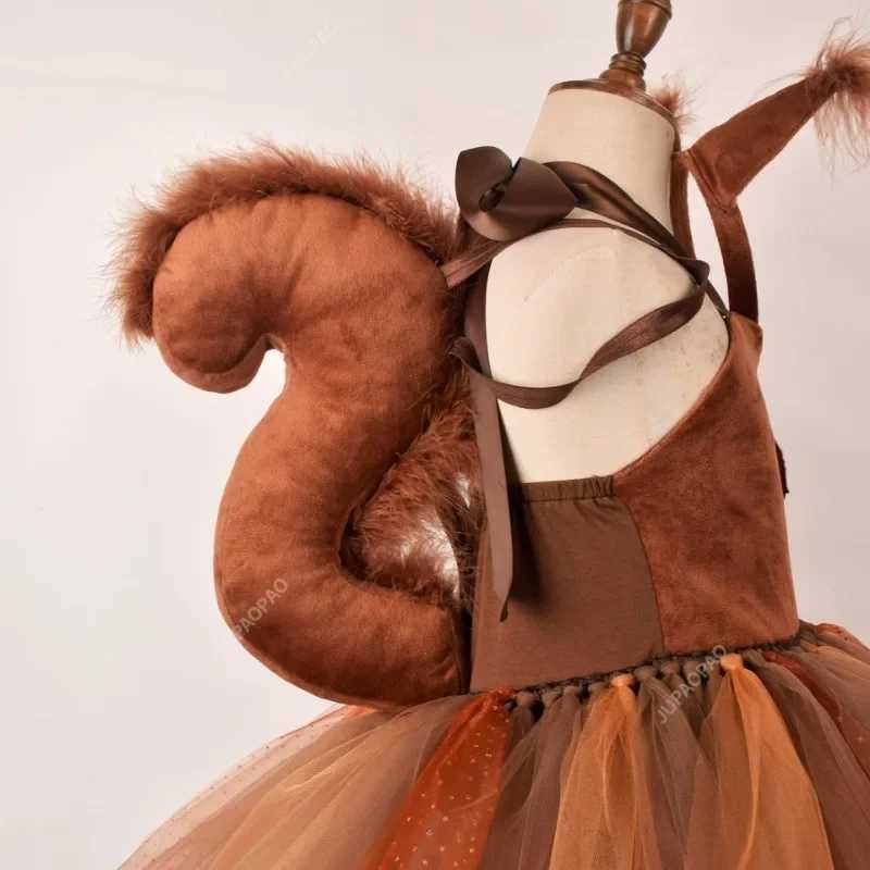 Halloween costume childrens squirrel dress cute animal dress childrens day performance costume role-playing Tutu dress 2-12Y W250117