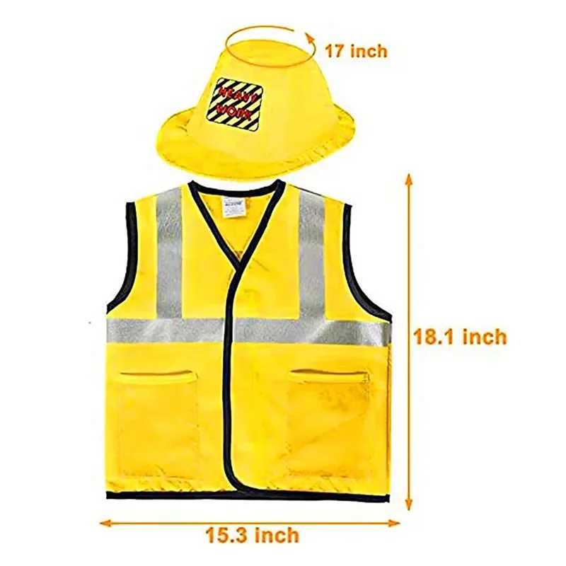 5PC Kids Construction Worker Costume Toddler Worker Career Dress Up Vest Maintenance Worker Playset Best Gift for Kids W250117