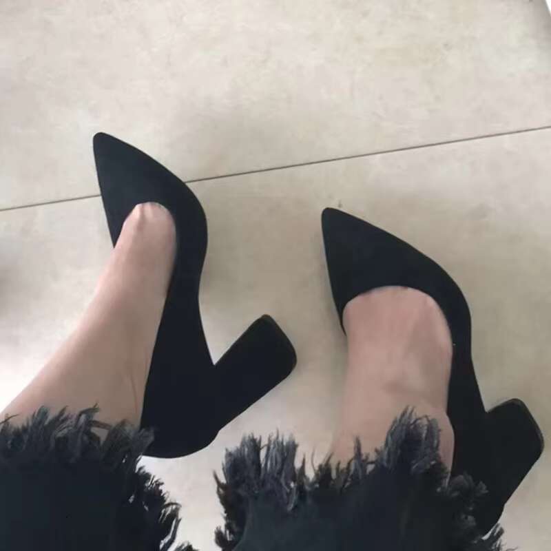 Women 8.5cm High Elegant Pumps Lady Wedding Blo Heels Scarpins Suede Red Brown Nightclub Event Party Office Shoes