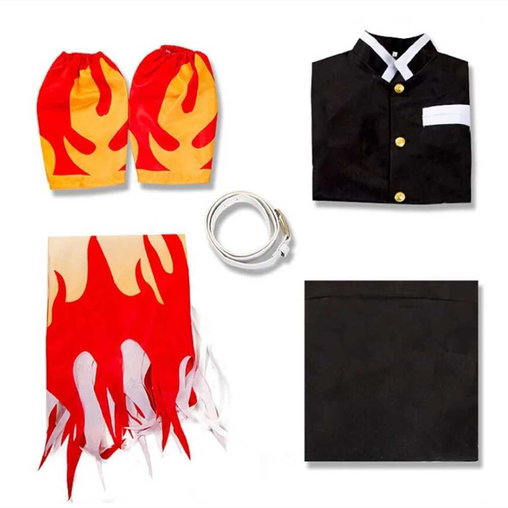 Anime Train Mugen Demon Slayer Rengoku Kyojuro Cosplay Costumes Kimetsu No Yaiba Robe Suits For Adult Kids Wigs Cos Outfit Party W250117