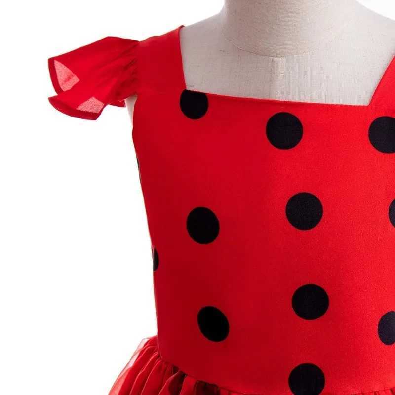 New 2024 Halloween Lady Girls bug Birthday Party Dress Toys Earrings Retro Costume Kids Clothes Black Dot Carnival Cosplay Sets W250117