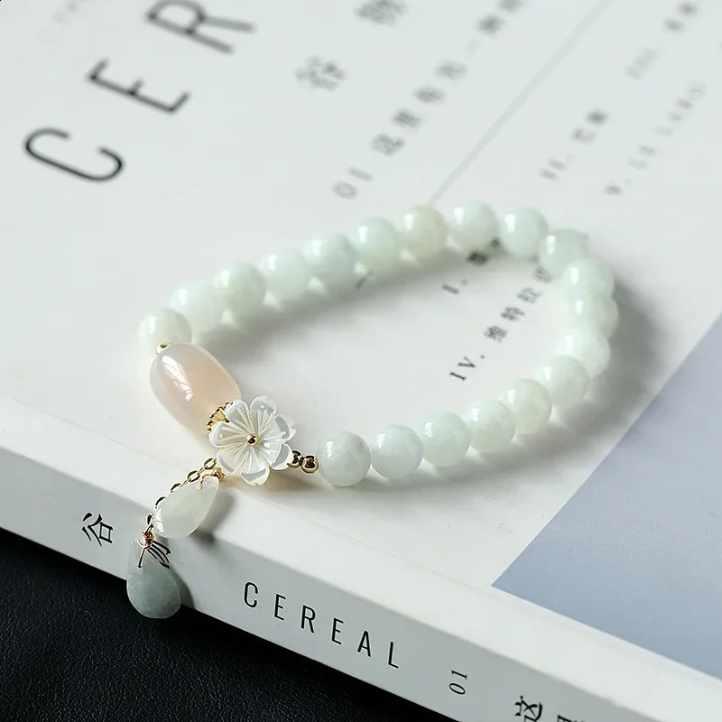 Flower Shape Shell Natural Jade Beads Waterdrop 14K Gold Filled Strand Bracelet for Women Fine Jewelry Accessories Gift YBR410 250121