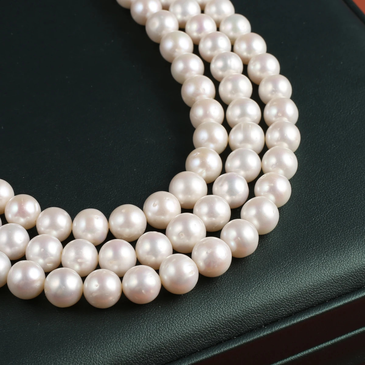 Natural Freshwater White Pearl Beads 10-11mm Jewelry Making DIY Wedding Bride Necklace Bracelet Elegant Jewelry Accessories 250121