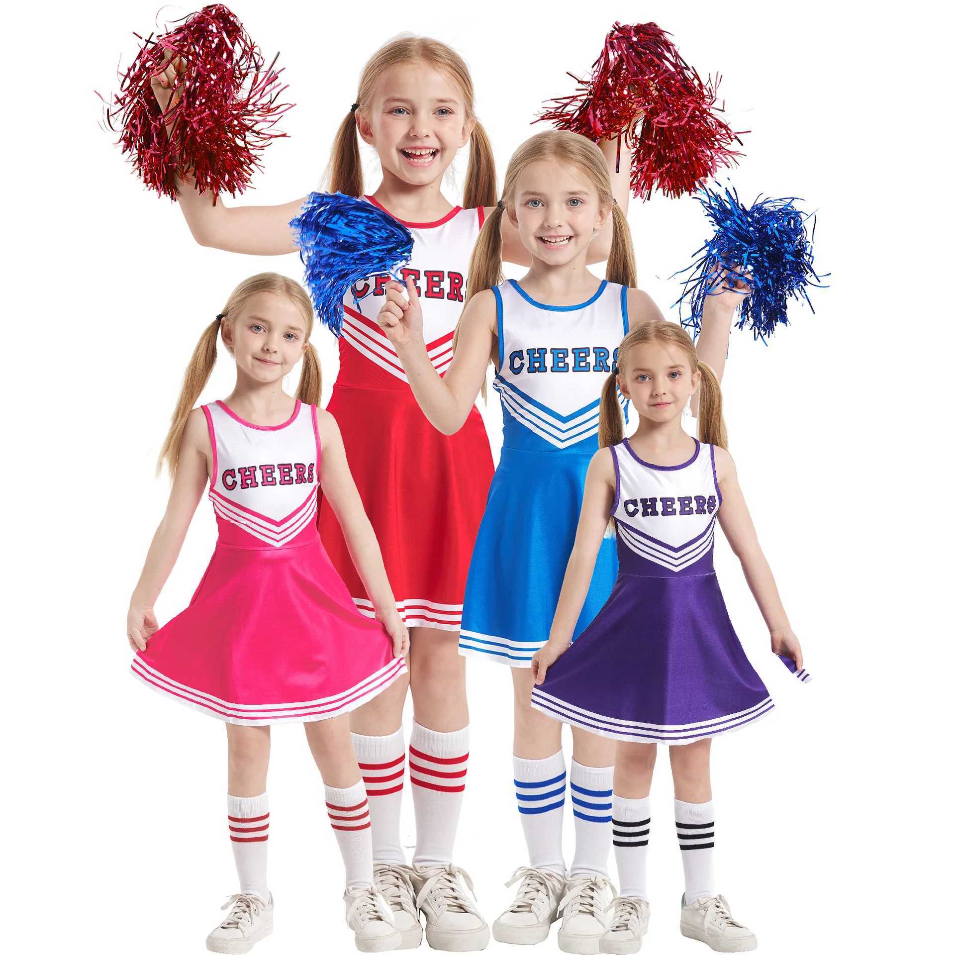 3 pieces of summer childrens tank top cheerleading set letter printed slim fit dress floral sports set role-playing set gif W250117