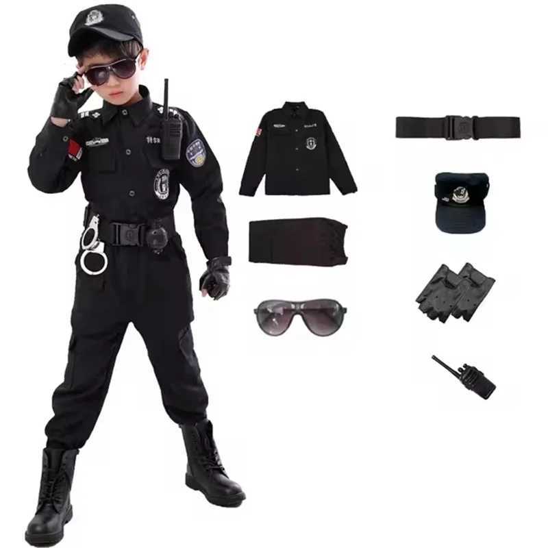 2024 New Children Boys Girls Funny Policeman Costumes Kids Police Uniform Cosplay Clothing Suit Halloween Party Carnival Gift W250117