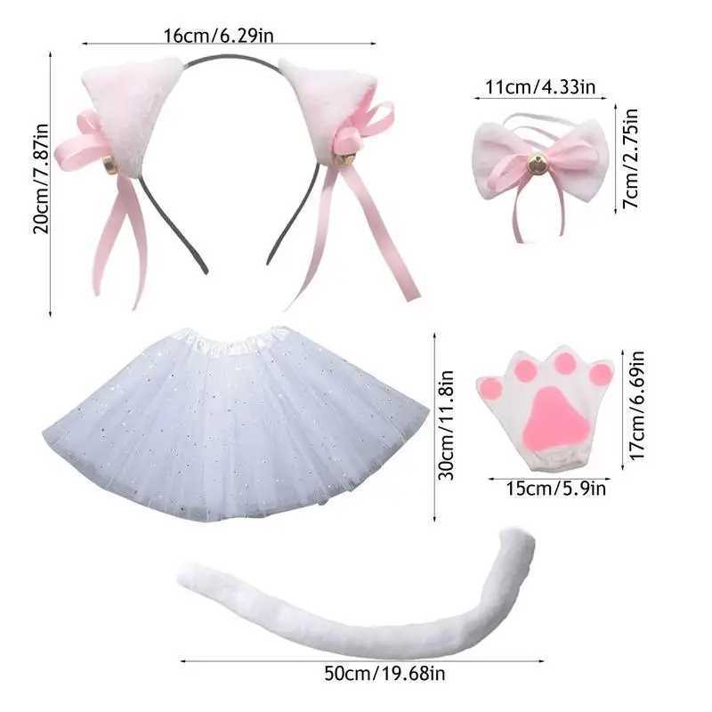 Cat Ears and Tail Set Cat Costume White Black 3D Animal Costume for Stage Performances Cosplay Party Kid Easter Cosplay Birthday W250117