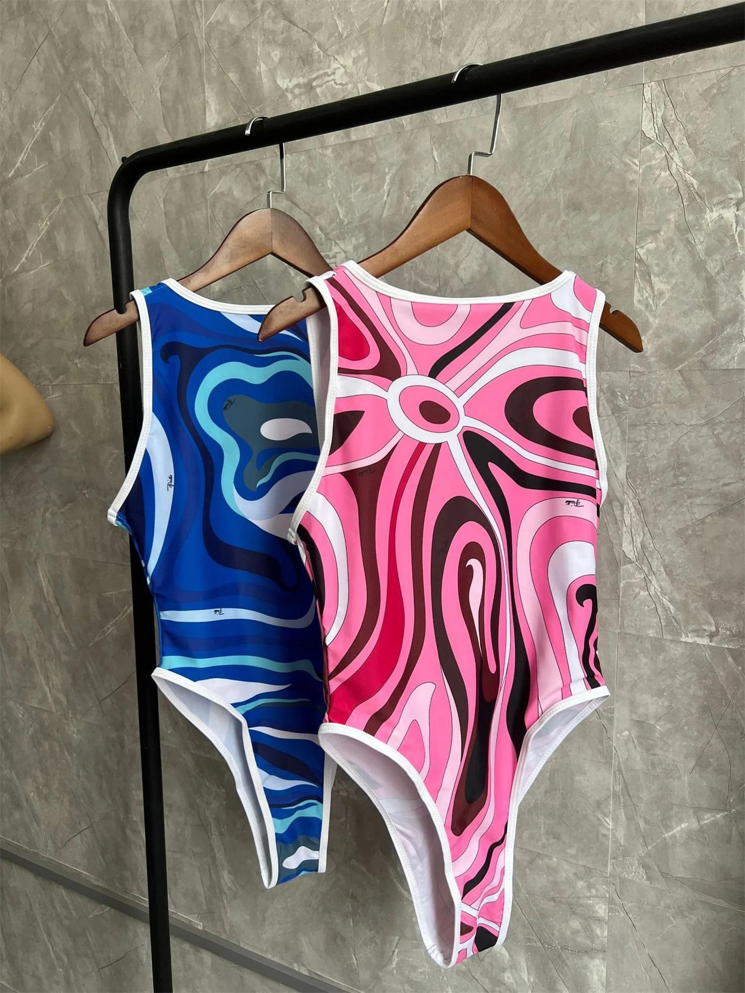 Swimsuit women cover belly slim conservative fashion letter print sexy backless triangle one-piece fashion 250109