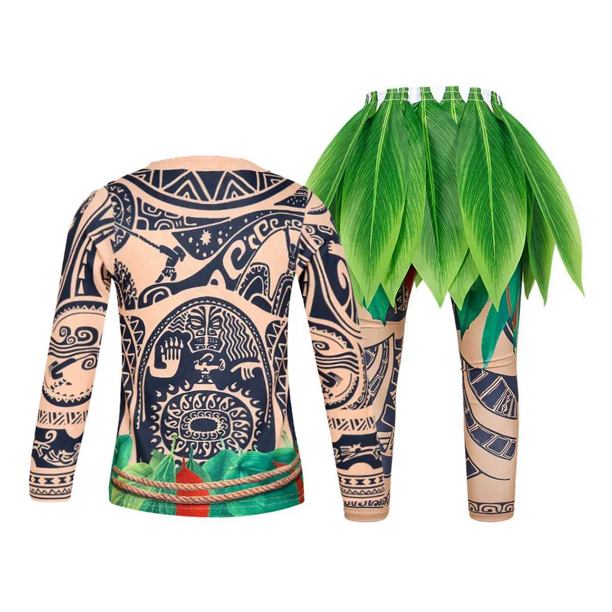 Kids Halloween Maui Tattoo Costume Party Cosplay Pacific Princess Dress Anime Cartoon Role Play Outfits W250117