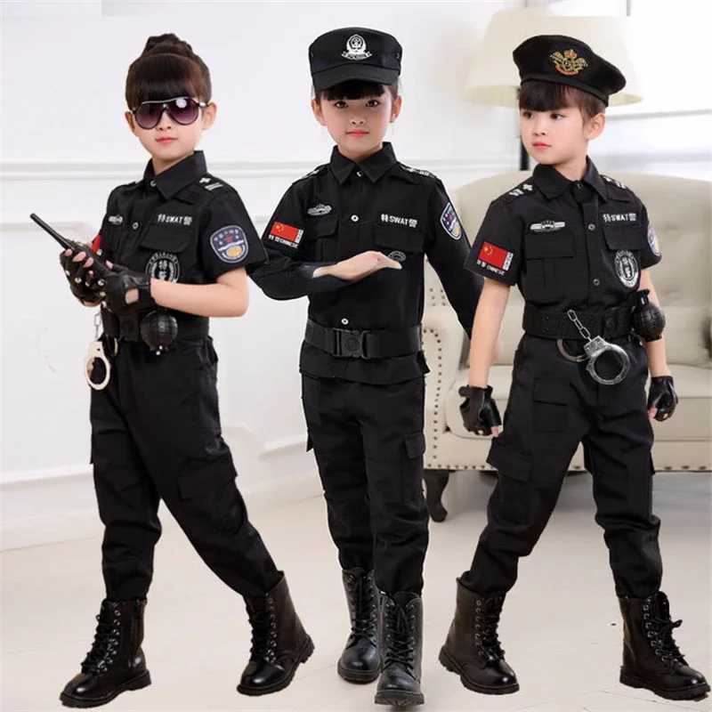 Cosplay Children Policeman Costumes Kids Christmas Party Carnival Police Uniform Halloween Boys Army Policeman Clothing Gift Set W250117