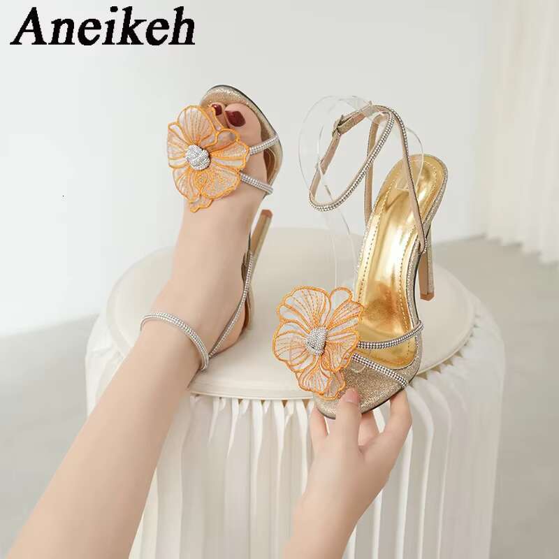 Aneikeh Summer Fashion Crystal wer Open Toe Rhie High Heels Gladiator Sandal Female Elegant Women Wedding Prom Shoes