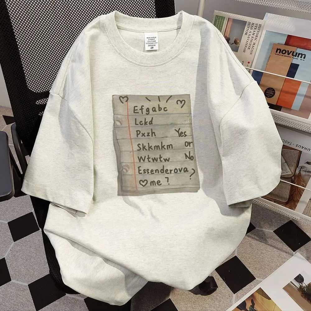 American hip-hop high street men and women trendy personality book print round neck short sleeved couple loose Harajuku top y2k W250117