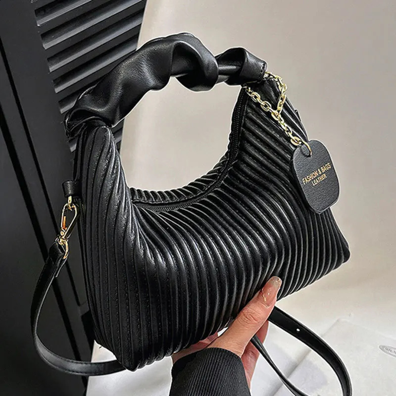 Khaki Elegant Womens Underarm Bag Chic Pleated Ladies Handbags 4 Colour Simple Daily Shopping Small Square Packs 250217