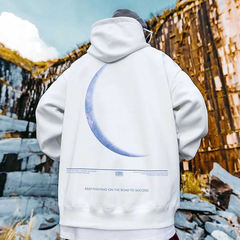 Autumn Funny Moon Graphic Printed Hoodies For Men 2025 New Oversized Hip Hop Hooded Sweatshirts Casual y2k Streetwear Hoodie W250117