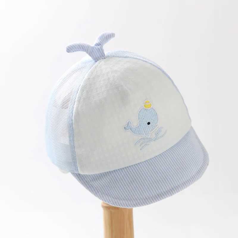 Summer Cute Cartoon Whale Newborn Baseball Cap Cotton Baby Boy Snapback Caps Adjustable Mesh Sun Hat for Girls 0-6M M250121