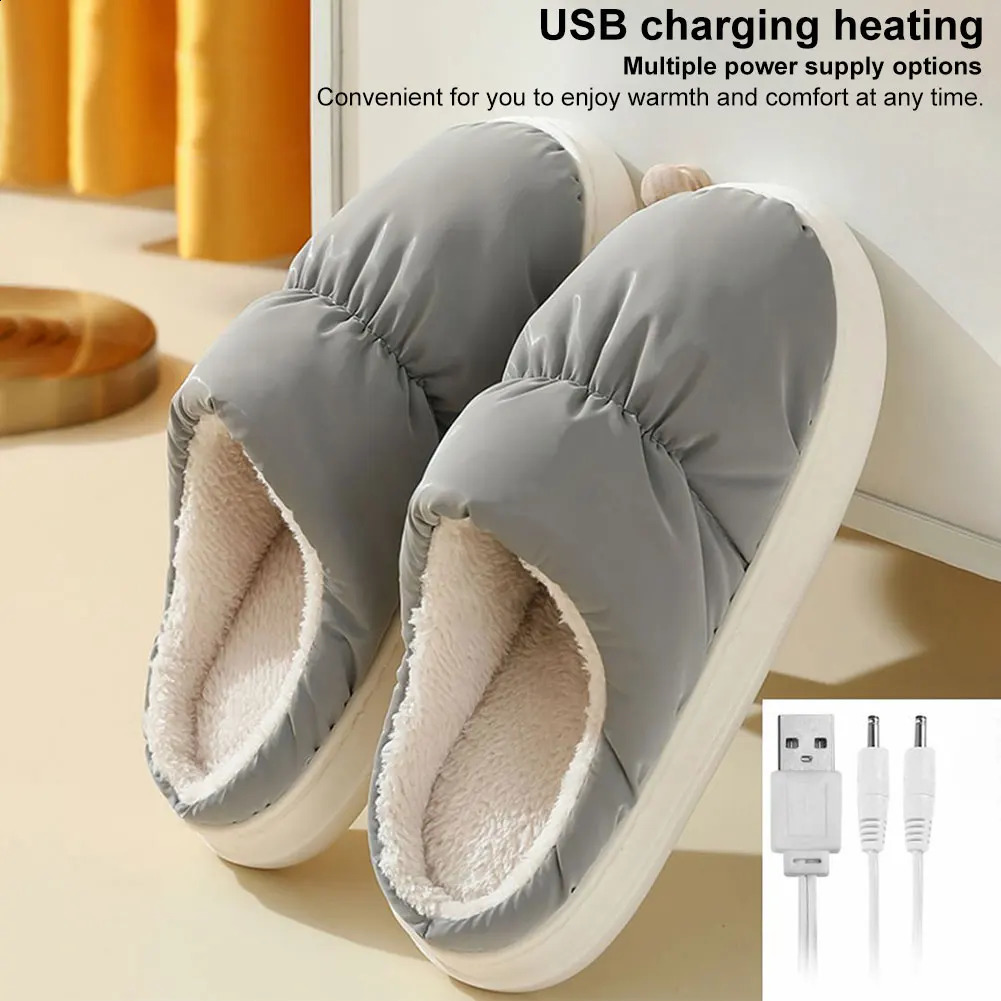 Electric Heating Slippers Adjustable Temperature Heated Slipper Boot Electric Foot Warmer Winter Heated Boots Christmas Gifts 250120
