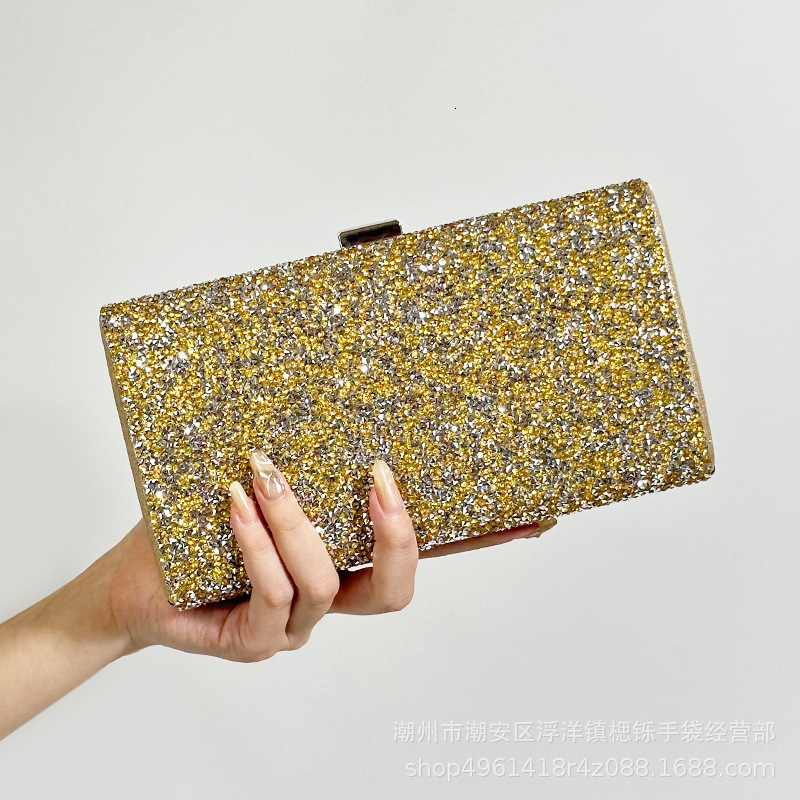 Shuo's New Diamond Studded Fashionable Rhinestone Banquet Women's Hand-Held Bag, One Shoulder Diagonal Cross Small Square Bag