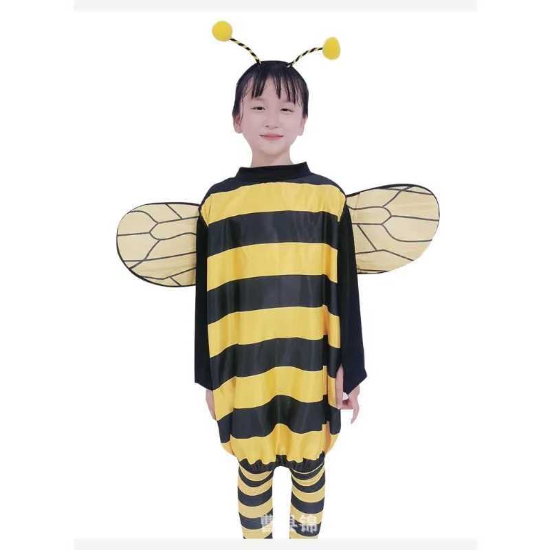 Bee Costume Kids Halloween Cosplay Set Bee Dress with Wings Heandband Leg Sleeves and Hair Hoop for Stage Show Dress Up W250117
