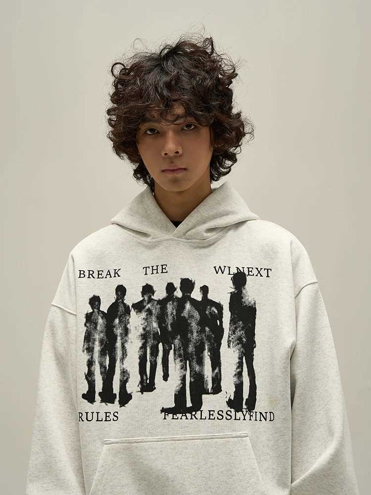 New Y2K Autumn Winter Hoodies American Vintage Mens Womens Hip-Hop Street Punk Retro Casual Cotton Hooded Hoodie W250117