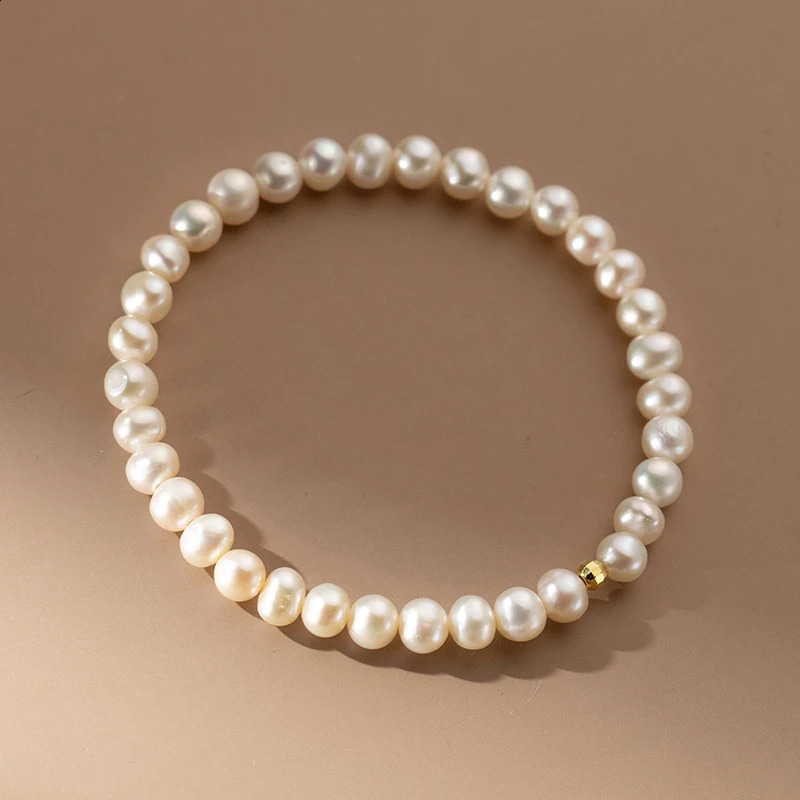 INZATT Real 925 Sterling Silver Pearl Geometric Chain Charm Beaded Bracelet for Women Cute Fine Jewelry Minimalist Accessories 250121