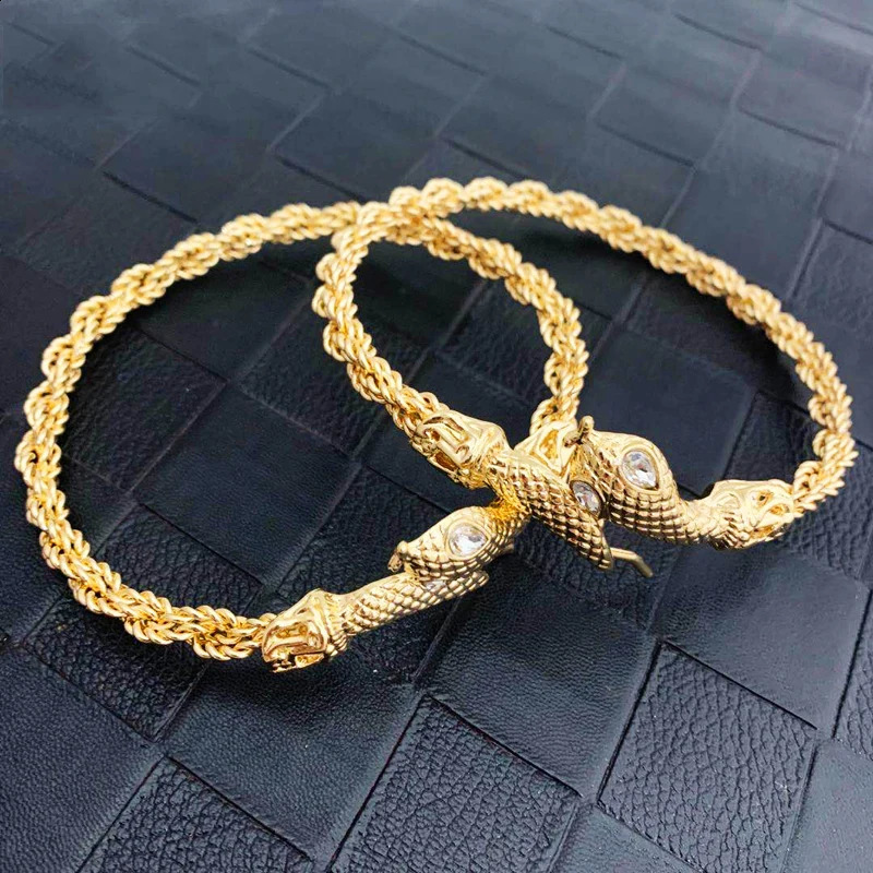 Dubai Muslim Middle Eastern Fashion Golden Snake Bracelet Arab Charm Bracelet Grand Bridal Foot Bracelet Jewelry 250110