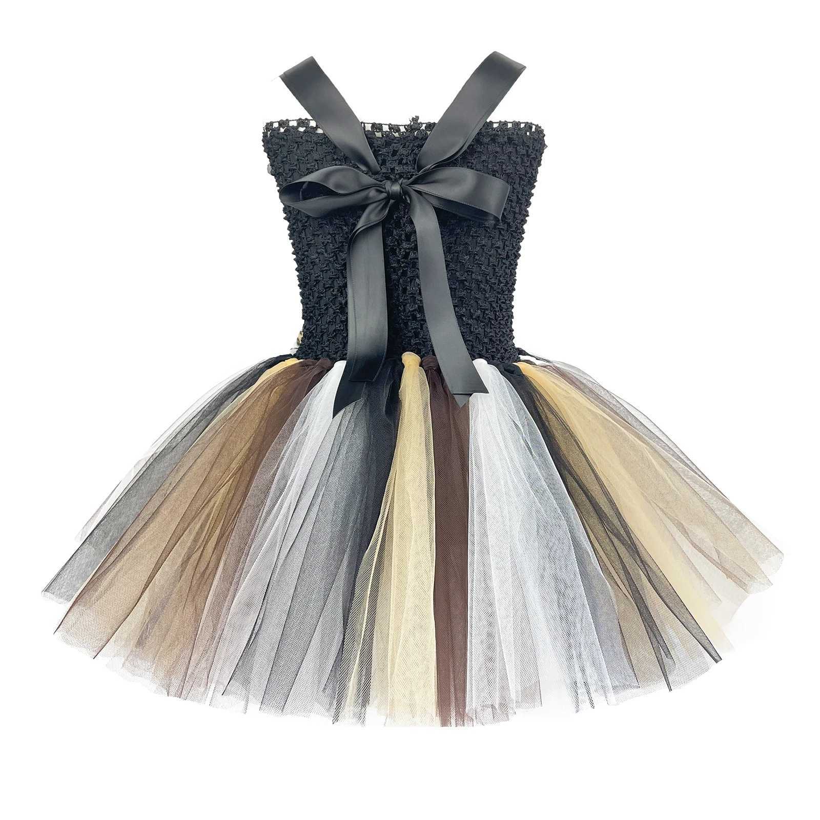 1Set Leopard Girls Tutu Dress Outfit Zoo Animal Kid Cosplay Costumes Toddler Baby Girl Performance Birthday Jungle Party Dresses W250117