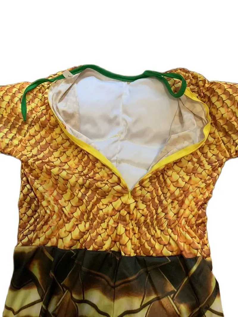 Kids Halloween Anime Costumes Boy Ocean Gold Aquaman Muscle Cosplay Costume Children Superhero Carnival Role play Suit Jumpsuits W250117
