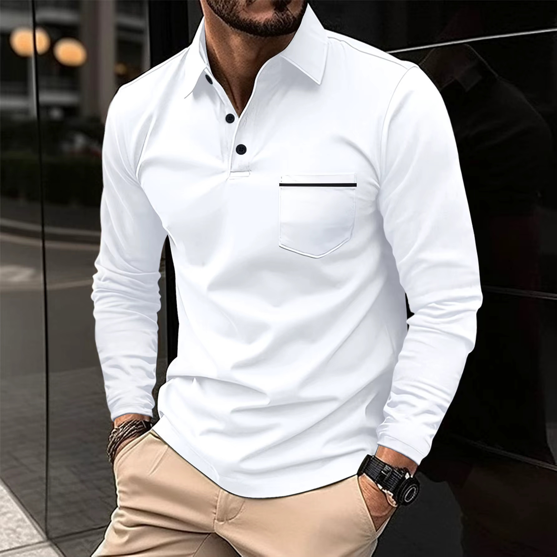 European And American Men's Spring And Autumn New Polo Shirt Casual Long Sleeved Slim Fit Golf Shirt Designer T-shirt