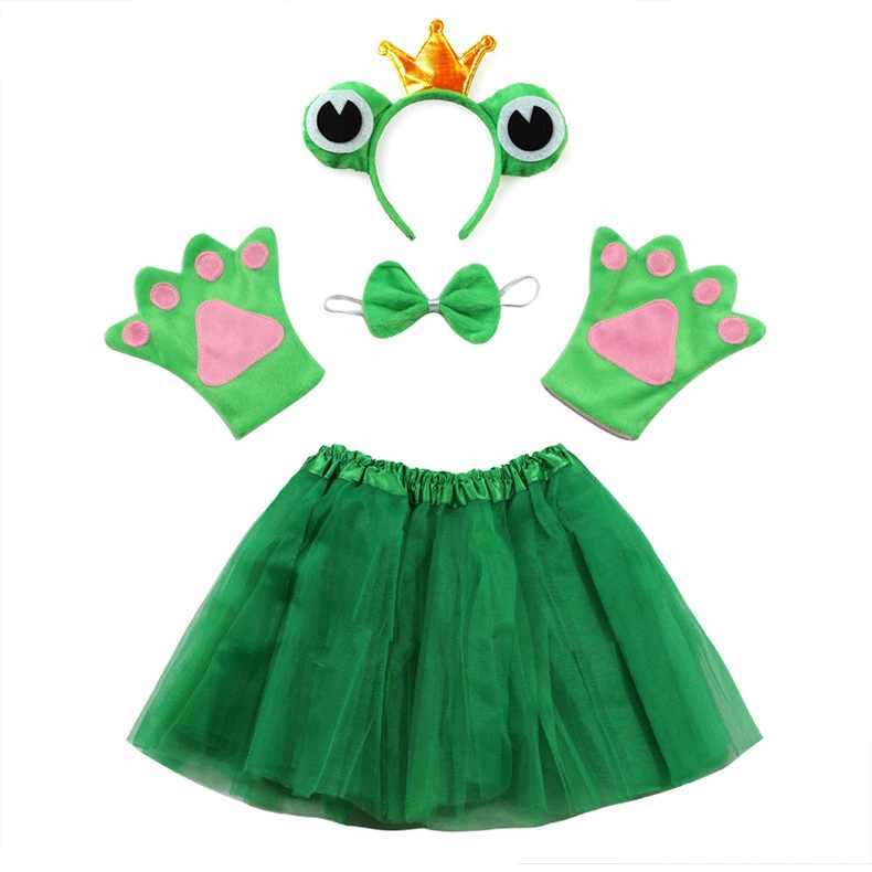 Halloween cosplay girl Frog Prince princess costume Headband Tutu Skirt Tie Set Kids Children Birthday Party gift Prop W250117