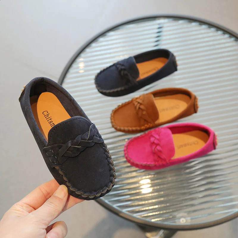 Boys Leather Shoes Fashion Kids Flats Loafers Slip-on Moccasins Classic Children Party Shoes 2024 Spring Autumn Soft Breathable 250121