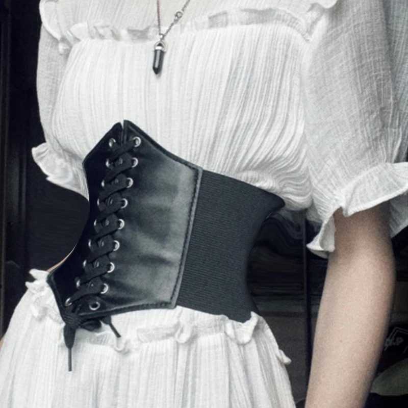 corsets for women Wide Belt Gothic Slimming sheath flat belly White Corset Elastic High Waist Faux Leather Black Belts corset W250120