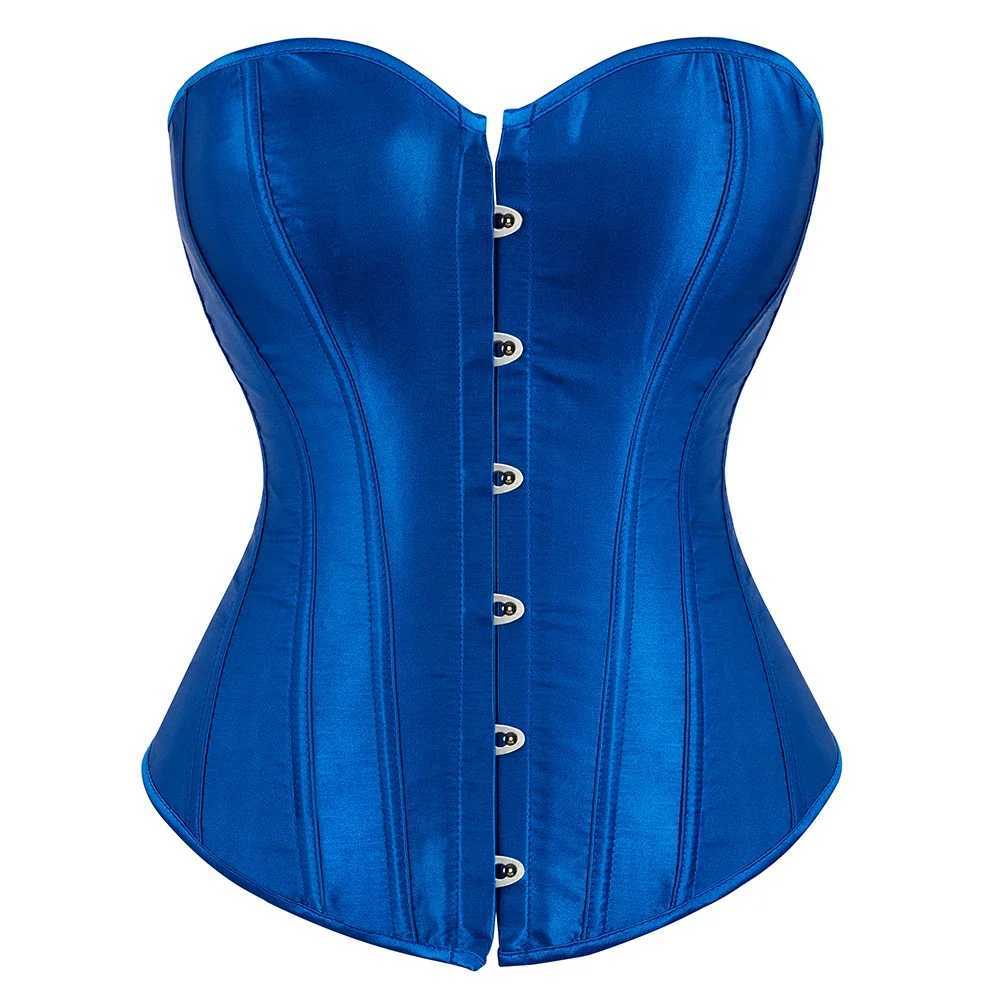 Satin tight corset simple retro elegant full plastic bone waist ruffle shape Gothic sexy Korset Plus size W250120