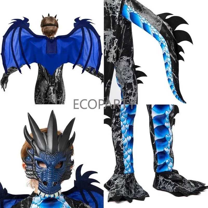 Kids Halloween Dragon Costume Boys Dragon Wings Tail and Mask Set for Children Cosplay Carnival Party Dress Up W250117
