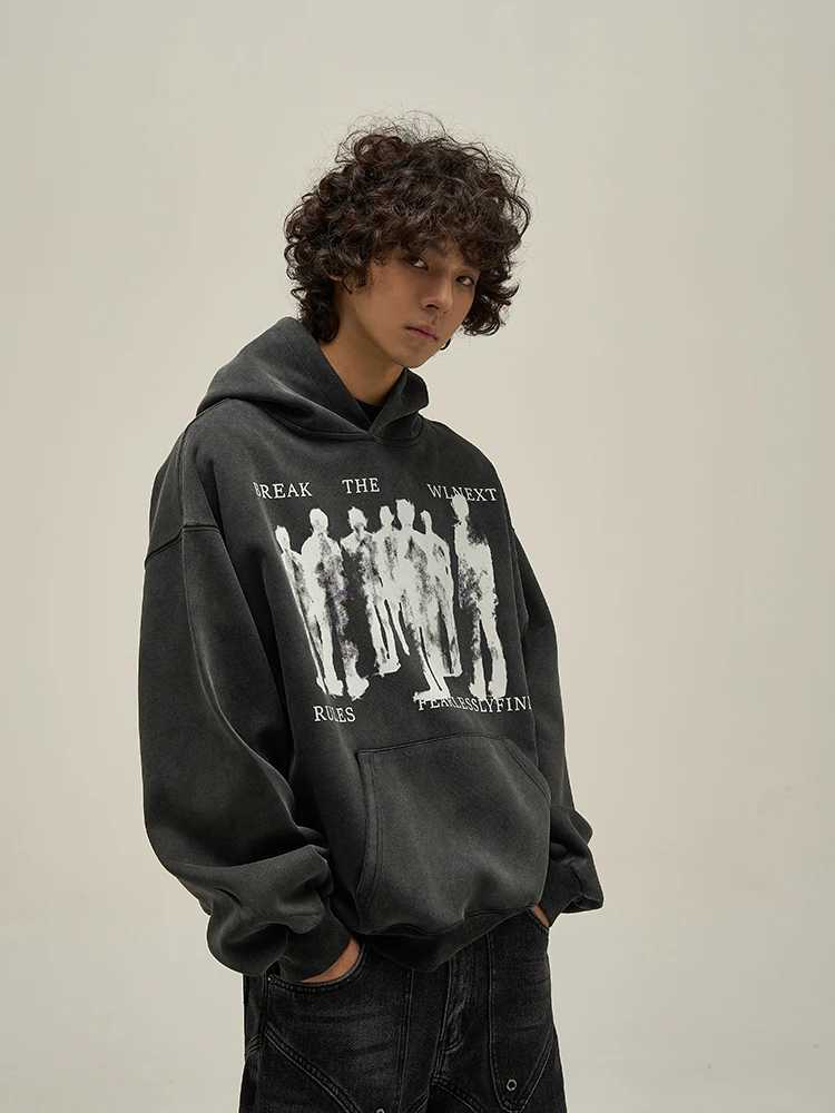 New Y2K Autumn Winter Hoodies American Vintage Mens Womens Hip-Hop Street Punk Retro Casual Cotton Hooded Hoodie W250117