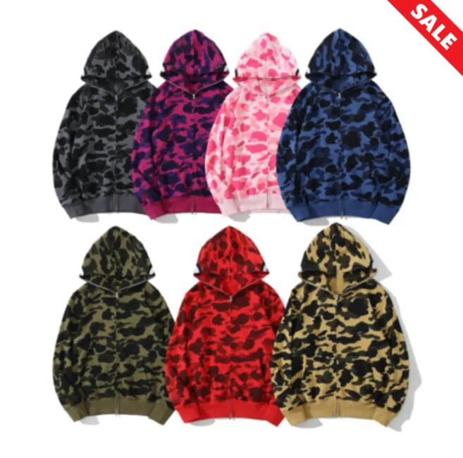 Sharks Hoodies Mens Womens Fashion Full Zip Up Deisigners Jackets Black White Cotton Double Coat Man Casual Sweatshirts High Quality