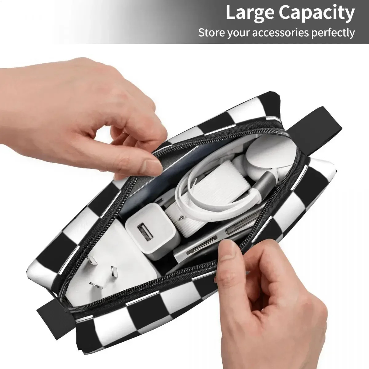 Ska Checkerboard Cosmetic Bag Women Kawaii Large Capacity Reggae Music Makeup Case Beauty Storage Toiletry Bags 250120