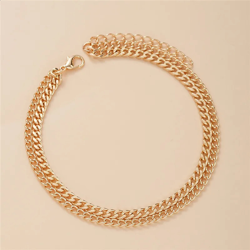 YO Gold Color DoubleLayer Anklets For Women Girl Trend Leg Chain Waterproof Jewelry Gift Party 250114