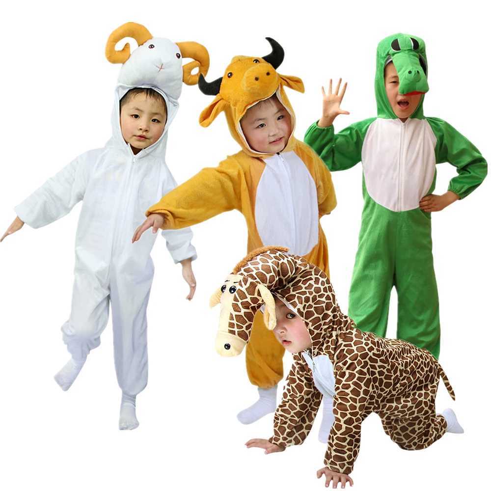 Children Animal Costumes Onesies Jumpsuits Giraffe Sheep Cattle Crocodile Elephant Party Animals Christmas Kids Cosplay Suits W250117