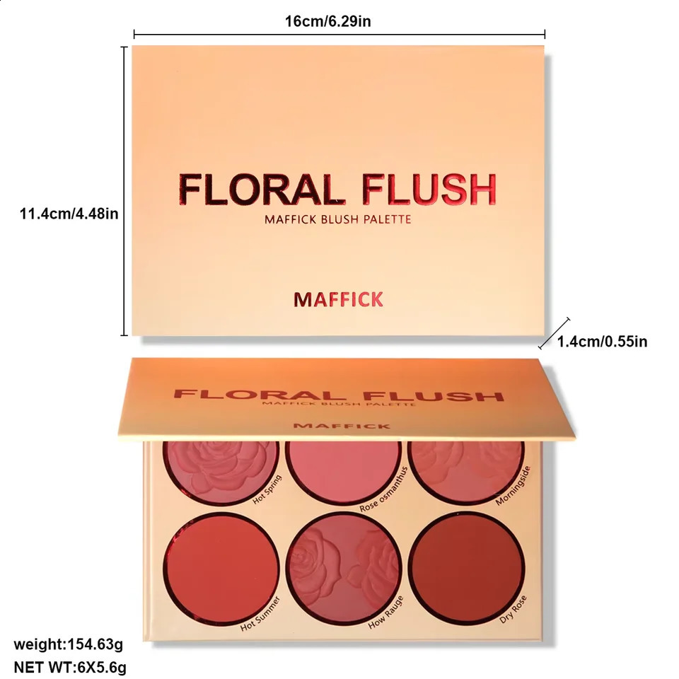 6 Colors Powder blush Orange Warm Autumn and Winter Rose petals Blush plate Blusher Powder Makeup Professional Makeup 250121