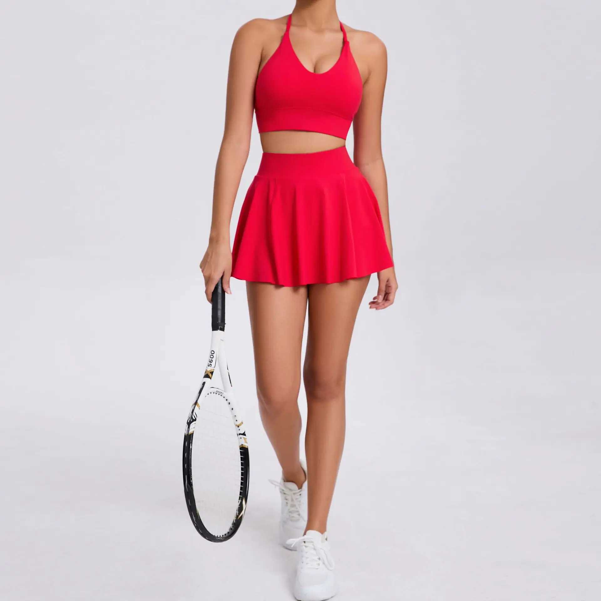 Yoga Set Casual Outdoor Bra Tennis Short Skirt Anti-light Running is Fitn Suit Breathab Yoga Tank Top Tennis Suit Set W250121