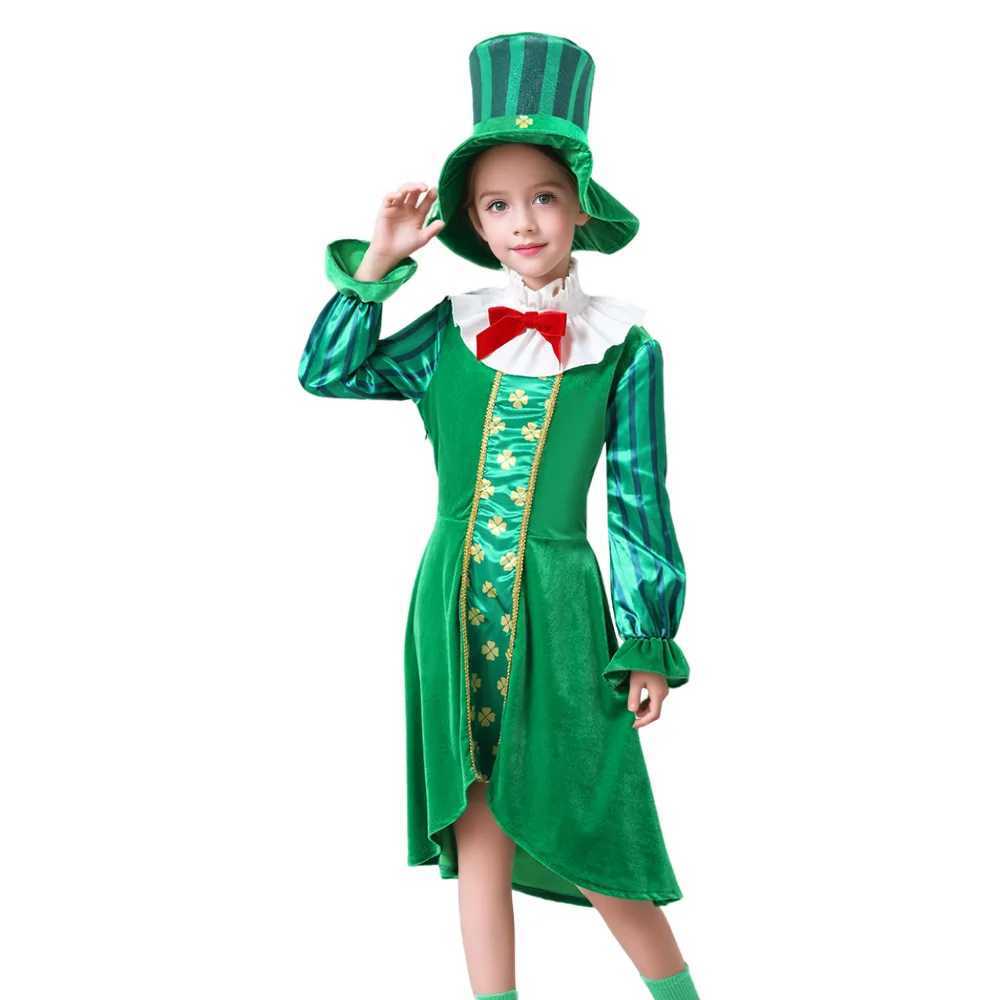 Kids Boys Girls Irish Gnome Leprechaun Green Fancy-dress Outfit St Patricks Day Party Costumes W250117