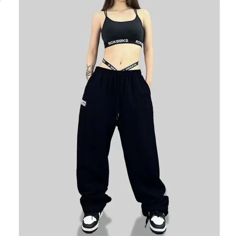Drawstring n Sports Pants for Women Hiphop High Waist Trendy Long Trousers Spring Summer Allmatch Womens 250109Z
