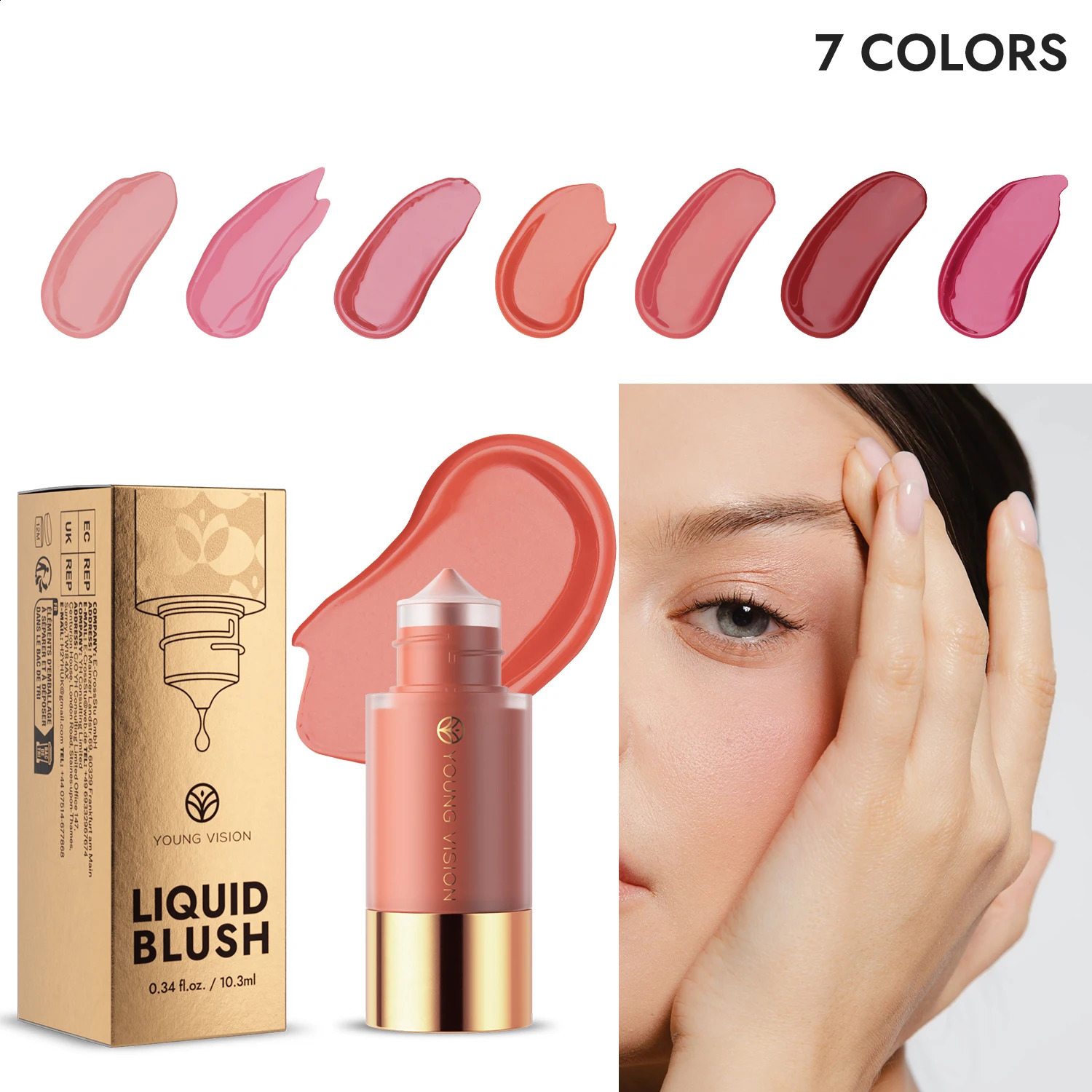 YOUNG VISION 4colors/pack Dropper Liquid Pressed Blush Hydrating Silky Natural Blush Lipgloss 250121