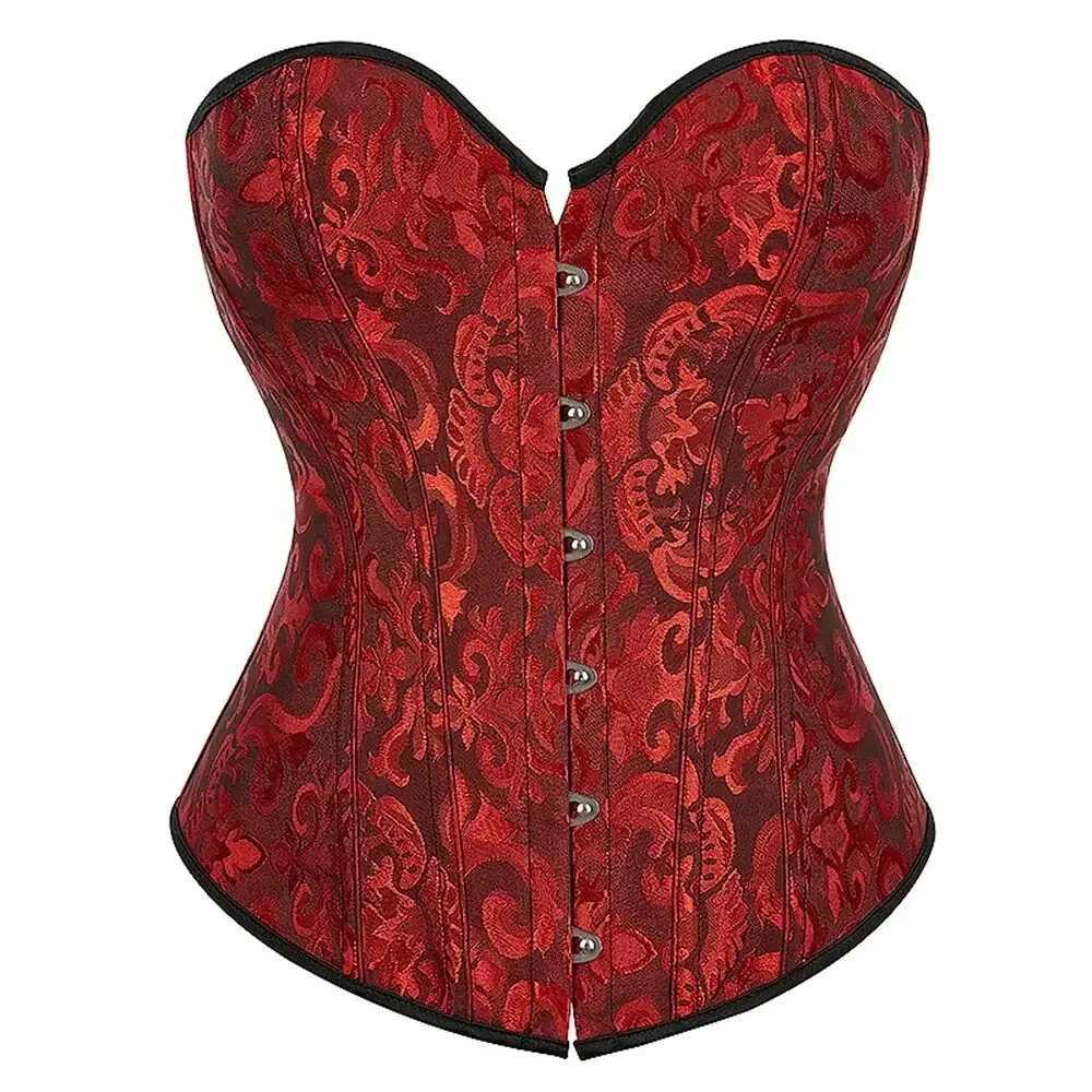 Simple Elegant Overbust Corset Vintage Women Bustier Lace-up Plastic Boned Corset Plus Size Brocade Gothic Sexy Corset W250120