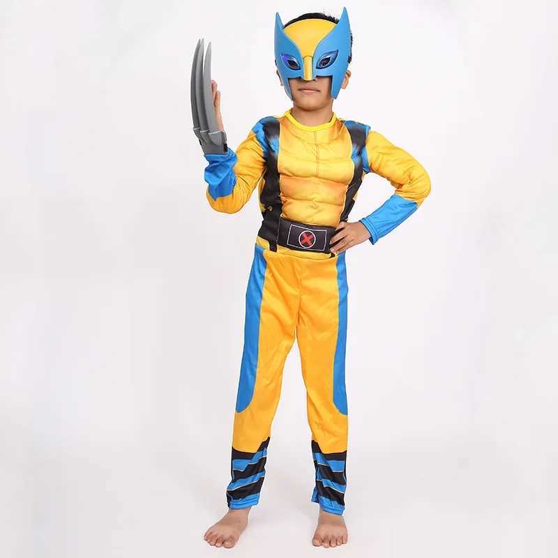 Superhero Wolverine Cosplay Costume Wolf Claws Luxury Mask Jumpsuit Halloween Christmas Bodysuit Muscle Costume Suit W250117