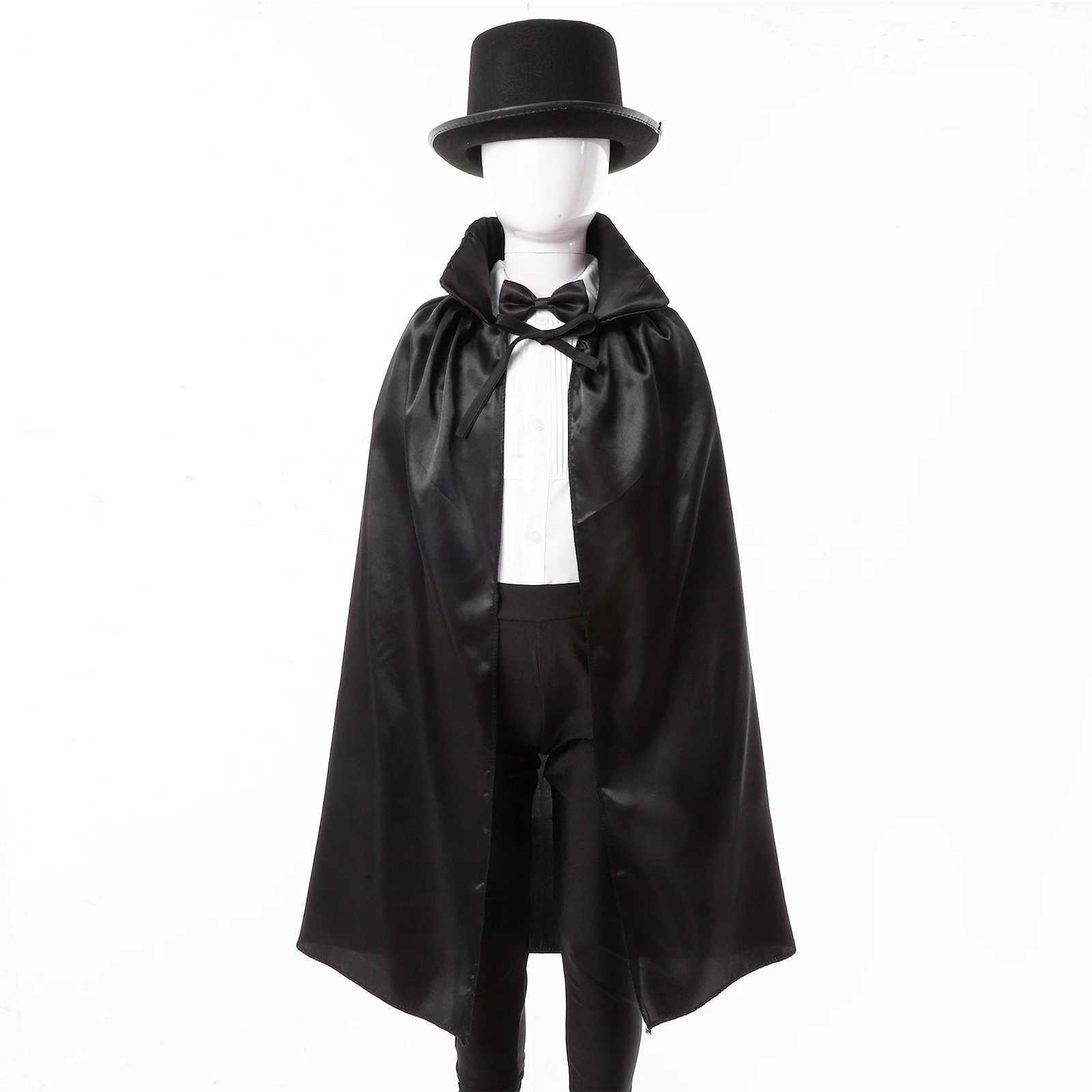 Kids Magician Wizard Cosplay Costume Boys Girls Cape Hat Magic Wand Gloves Necktie Set Halloween Theme Party Roleplay Outfits W250117