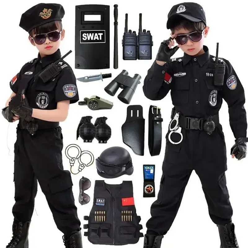Childrens Traffic Police Cosplay Costumes Policeman Uniform Folded Skirt For Girls W250117