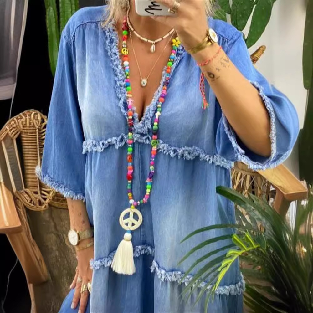 2025 Summer New Women's Beach Skirt Designer Style Dress With Bareback Printed Bohemian Skirt