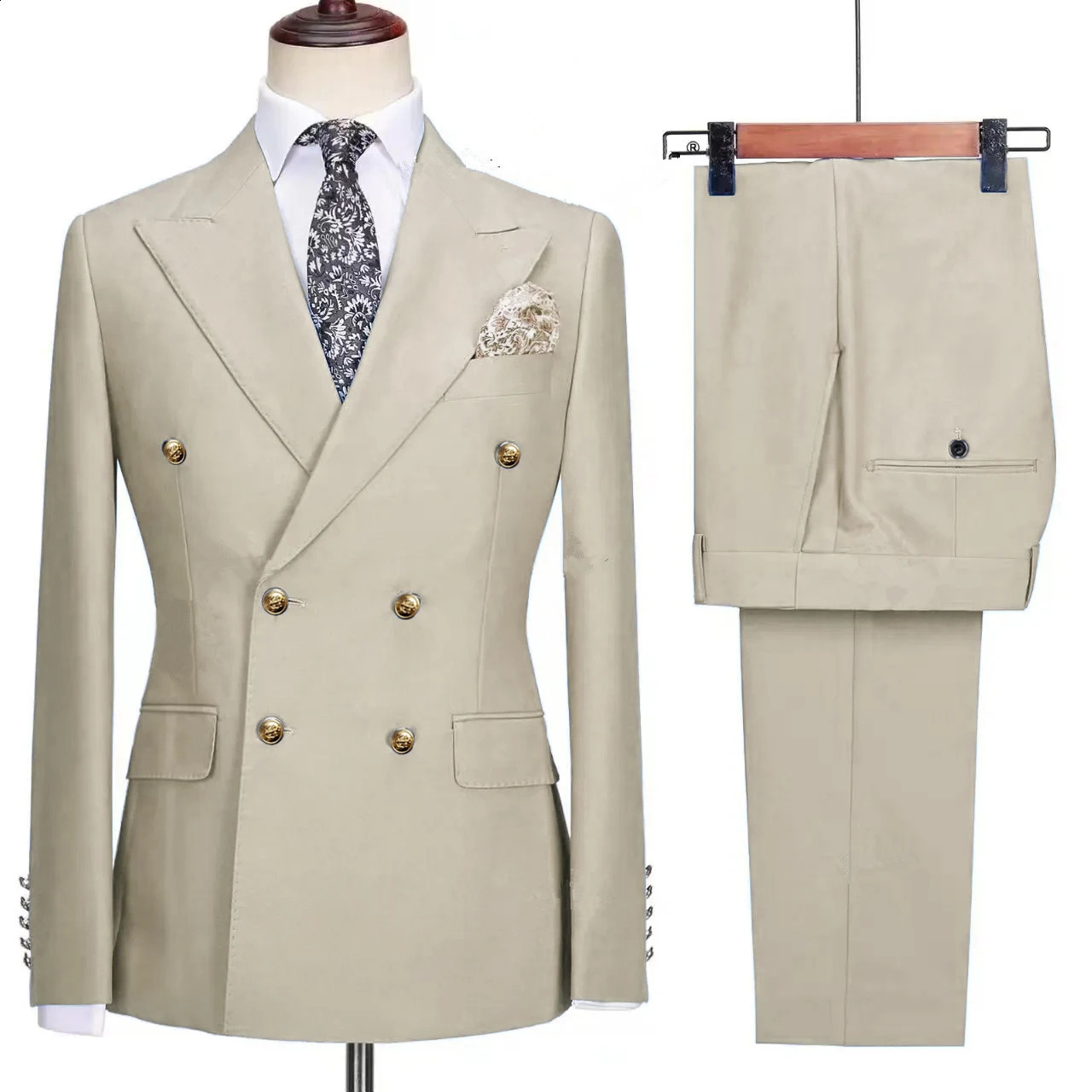 2023 Fashion Mens Leisure Boutique Business Banquet Solid Color Wedding Double Breasted Slim Fit Suit Blazers Jacket Pants 250121