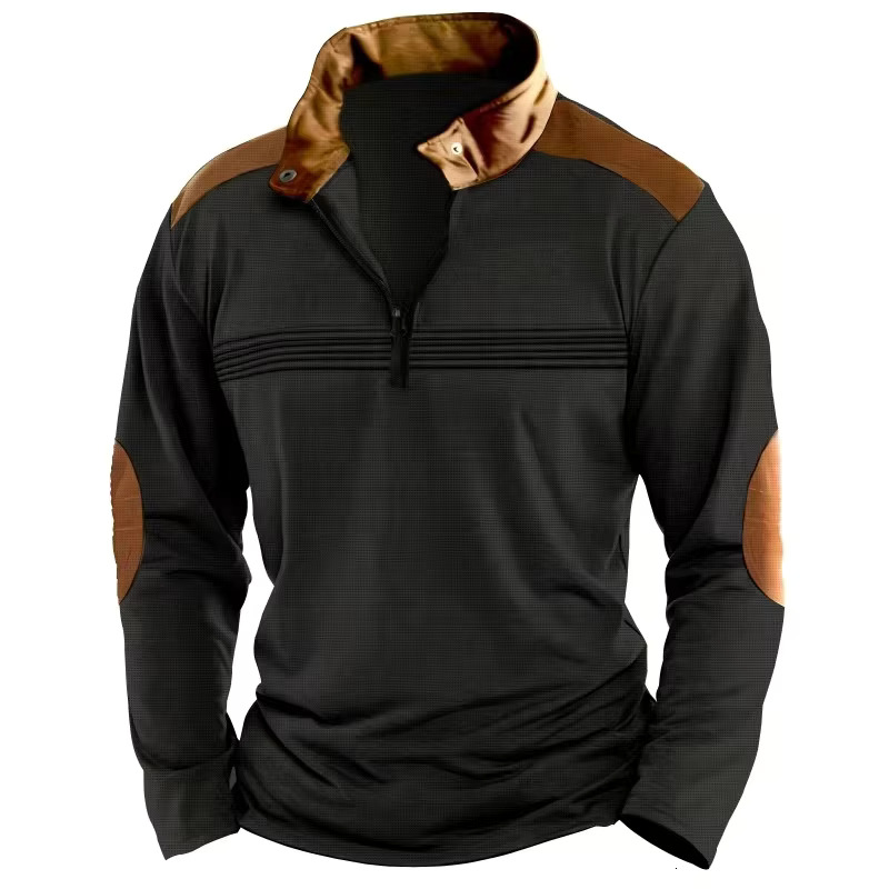 2025 Autumn/winter Fashion Designer T-shirt Men's Collar POLO Zipper Long Sleeve Sports T-shirt Collar Shirt Casual Daily Top US Size