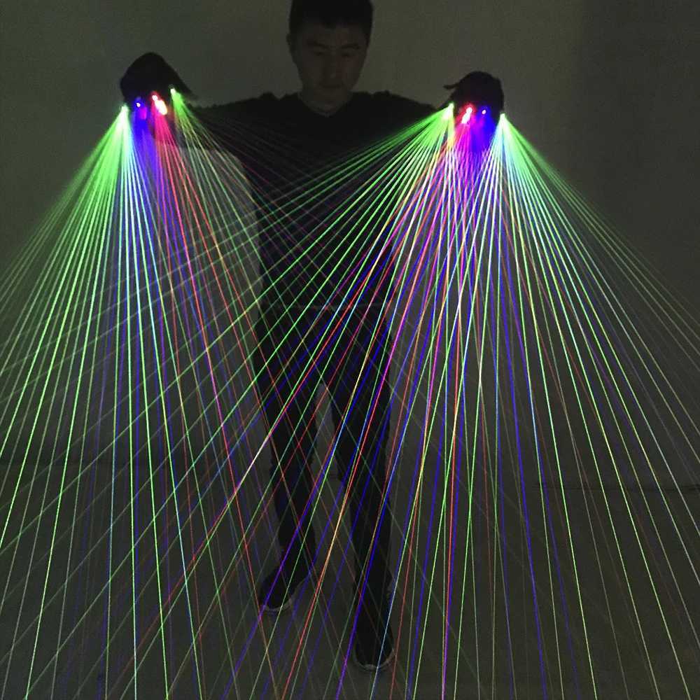 2 in 1 Multi-line RGB Laser Gloves With Green Red Blue Laser Flash Finger LED Robot Suit Luminous Dress Bar Party Music T250122